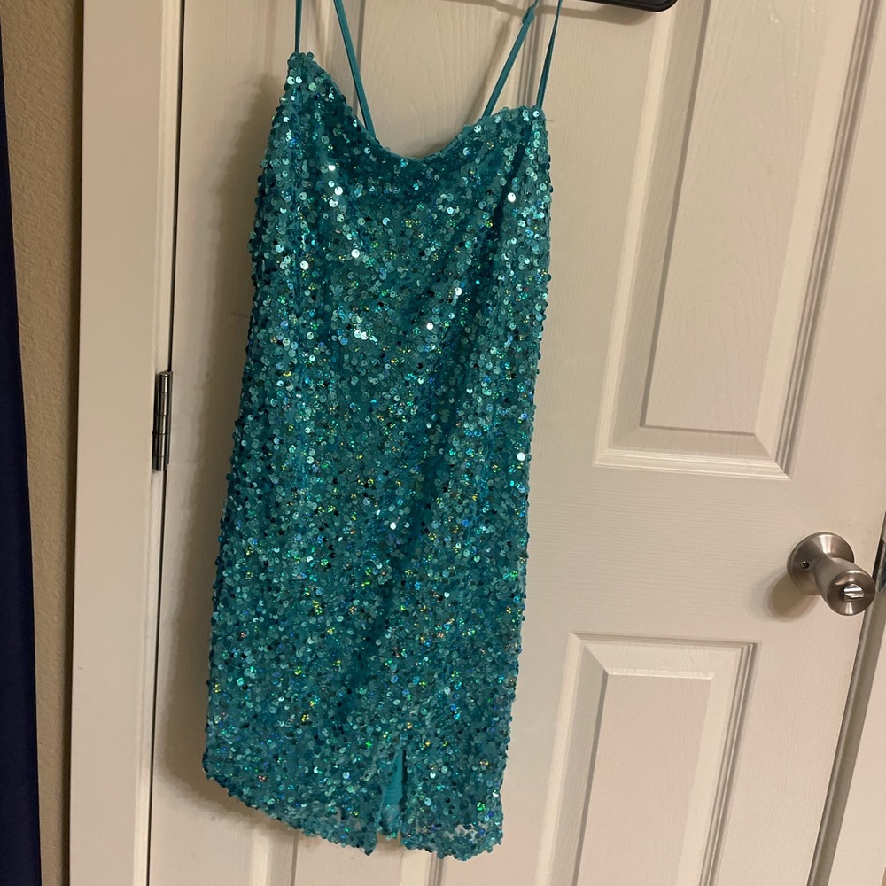 Turquoise sequin dress